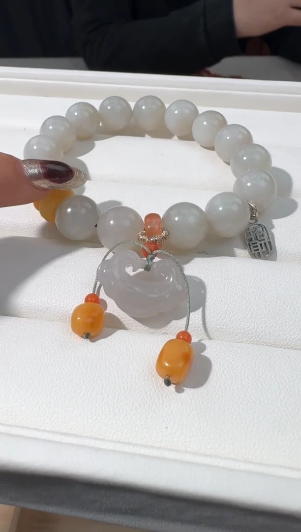 【闪购商品】和田玉（糖玉）手链未镶嵌烟紫如意提溜款
