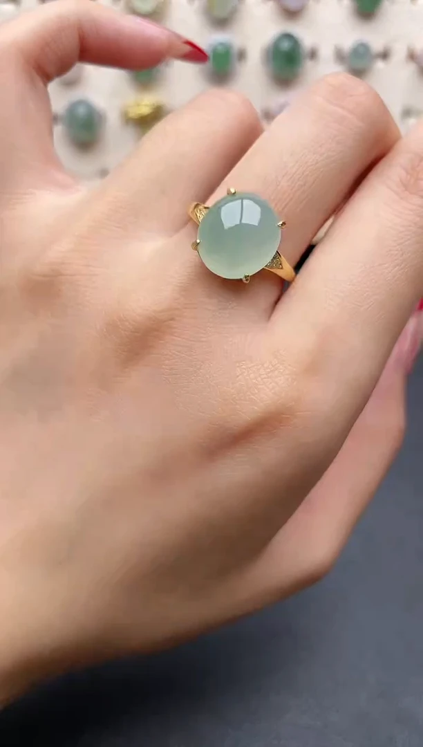 【闪购商品】翡翠戒指银S925镶嵌一物一证一礼盒