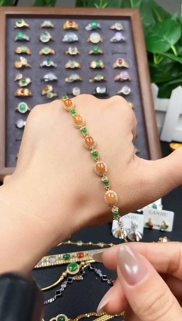 银S925镶嵌手链翡翠12