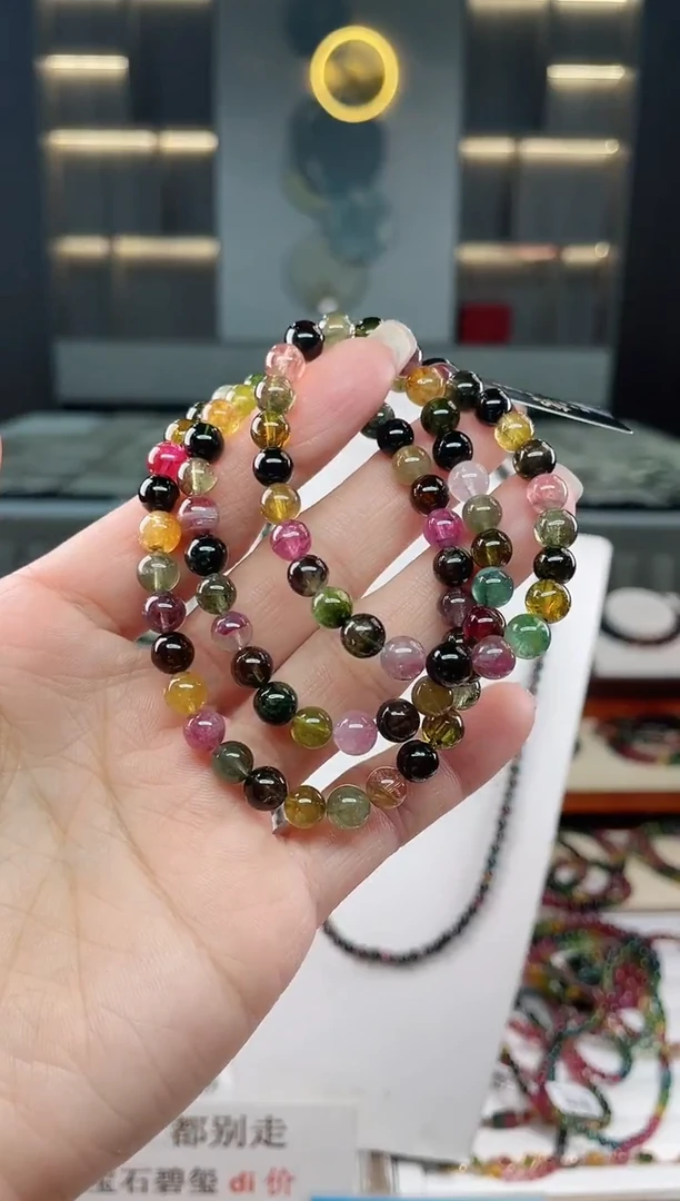 未镶嵌老矿碧玺三圈手串6mm+碧玺（多样性发一条）T