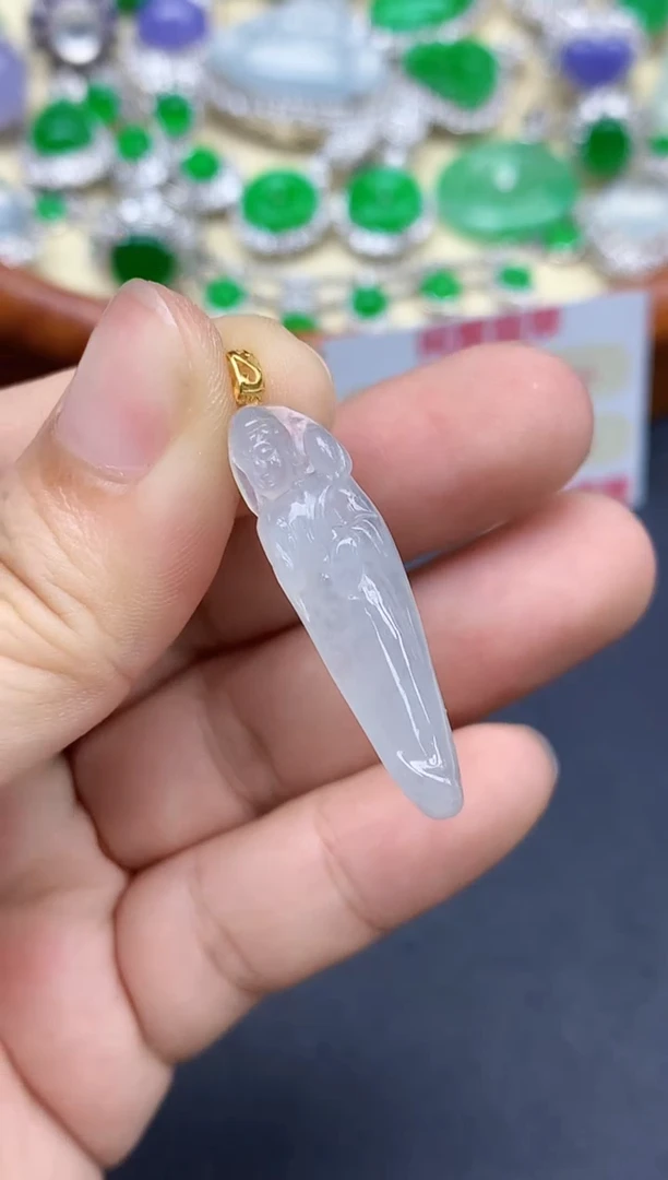 颈饰18K金镶嵌翡翠223-中国好珍宝