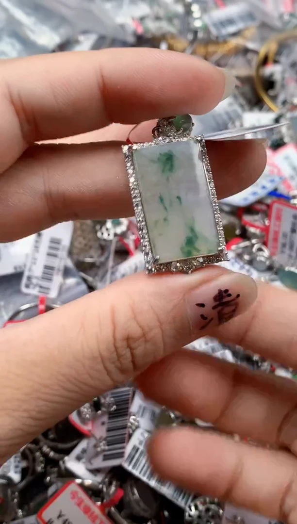 银S925镶嵌戒指翡翠天然A货缅甸翡翠