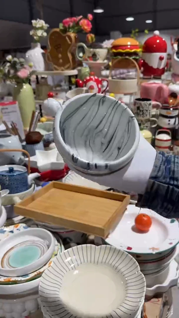 陶瓷水墨单柄碗微瑕 凑满20元包邮