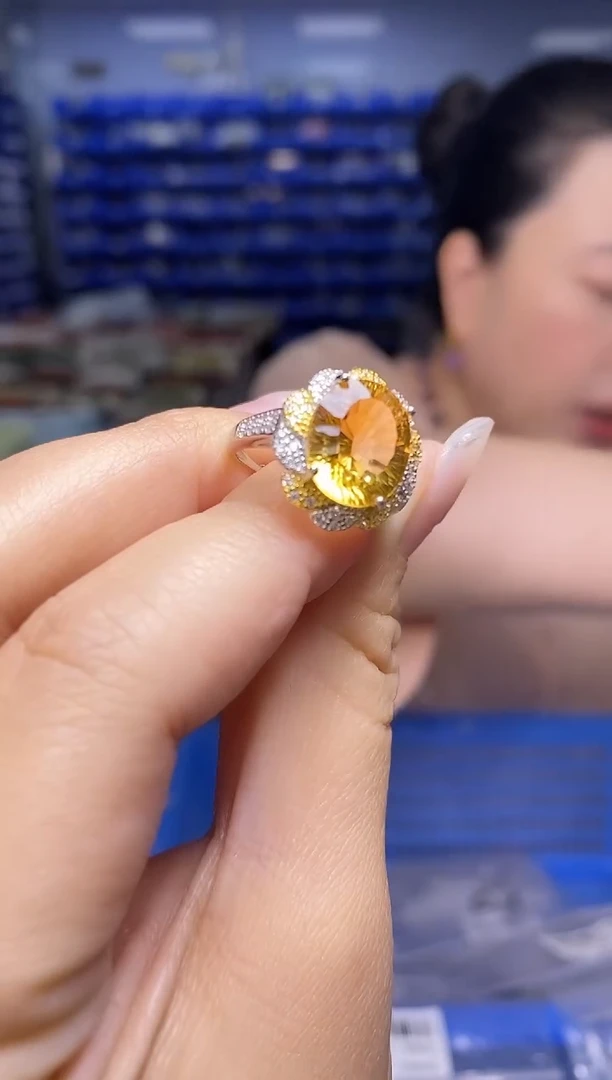 水晶戒指银S925镶嵌JZ3274