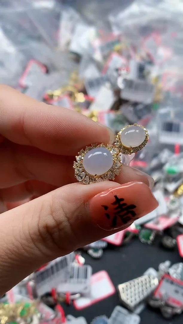 银S925镶嵌戒指翡翠天然A货缅甸翡翠