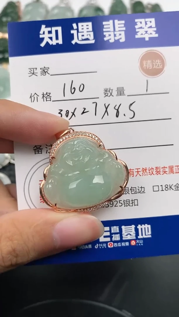 颈饰银S925镶嵌翡翠挂件