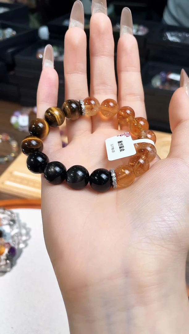合金手串水晶黄塔晶银曜石黄虎眼石手串