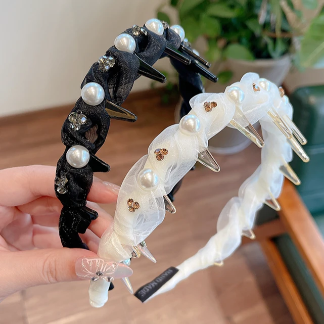 轻奢超仙网纱珍珠发箍2025新款高颅顶头箍发带洗脸通勤压发卡发捆