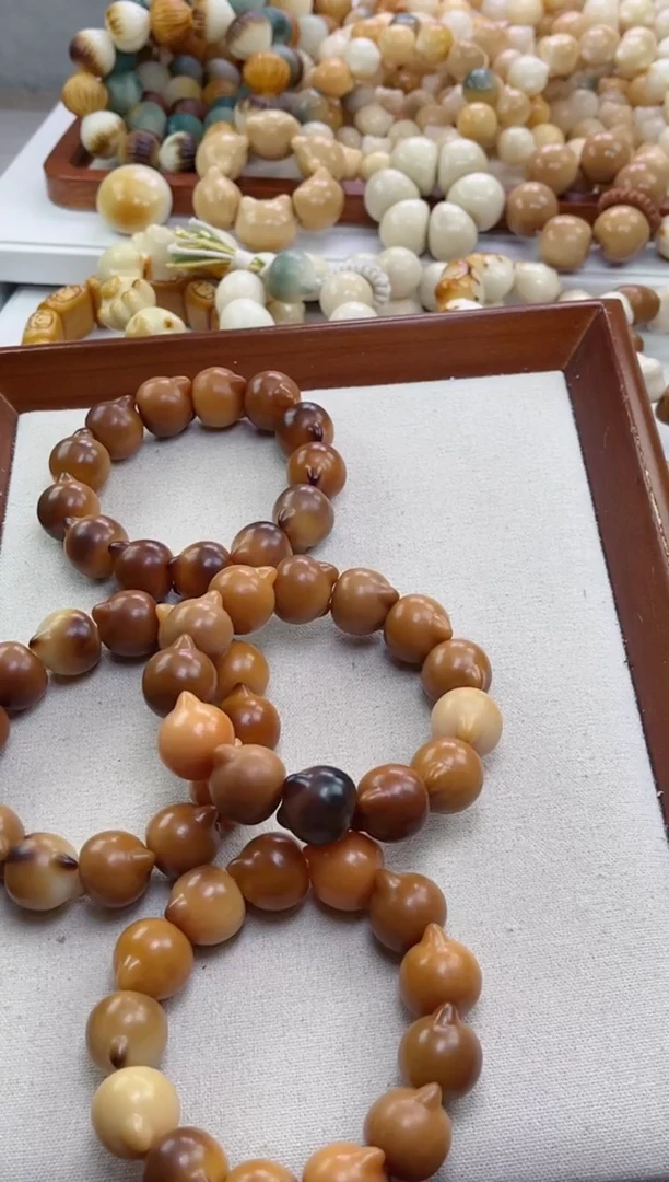 菩提根/象牙果手串a98干磨猫猫头21+瑕疵不补随机