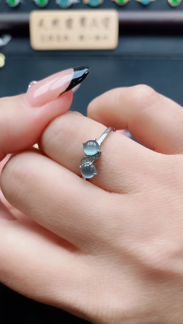 银S925镶嵌戒指翡翠1