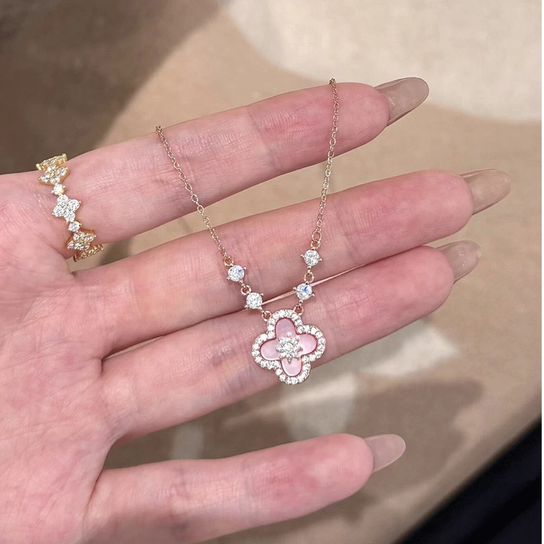 FARCOKO/法蔻 链子925银 粉色四叶草项链女款轻奢设计感生日礼物