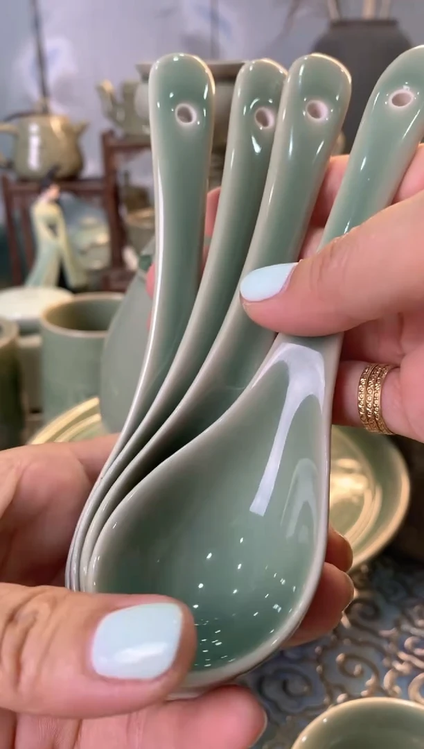 耀州窑青釉 勺子 四个