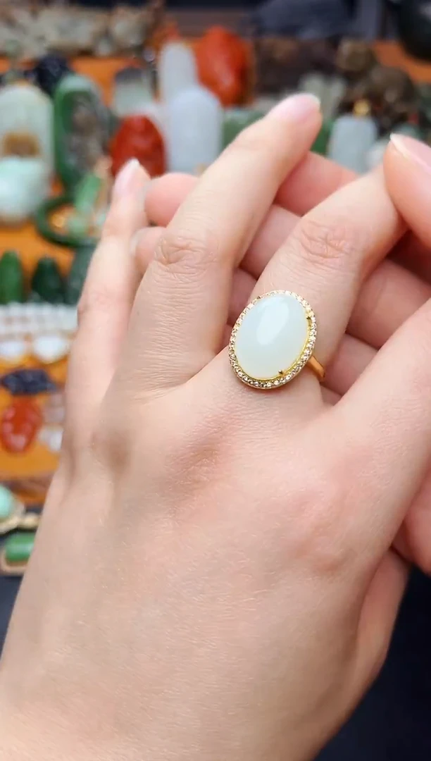 【闪购商品】和田玉戒指银S925镶嵌戒指