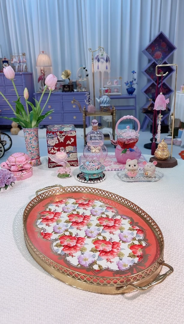 铜配瓷托盘 如图---