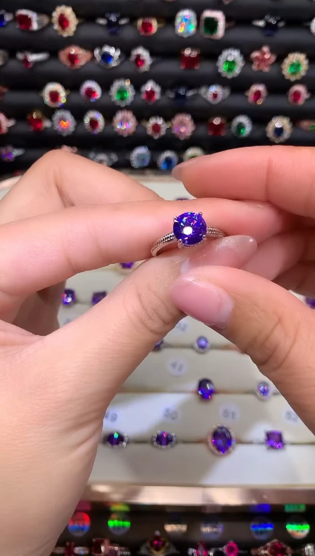 【闪购商品】水晶戒指银S925镶嵌8白