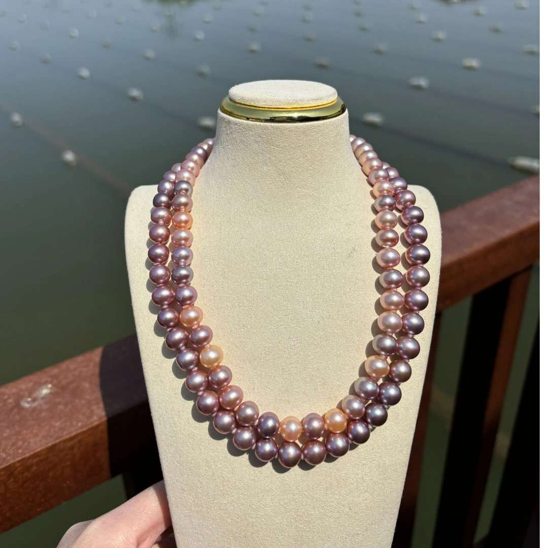 【极光紫珠】淡水珍珠紫色大点满串9-10mm无暇S925多样性发货只发1