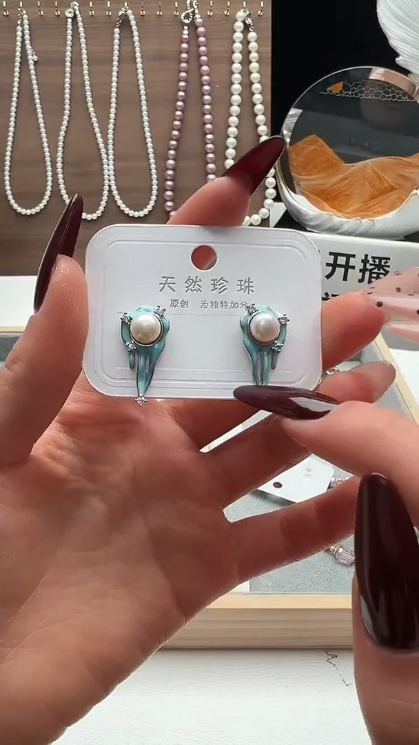 银S925镶嵌耳饰淡水珍珠永丽严选