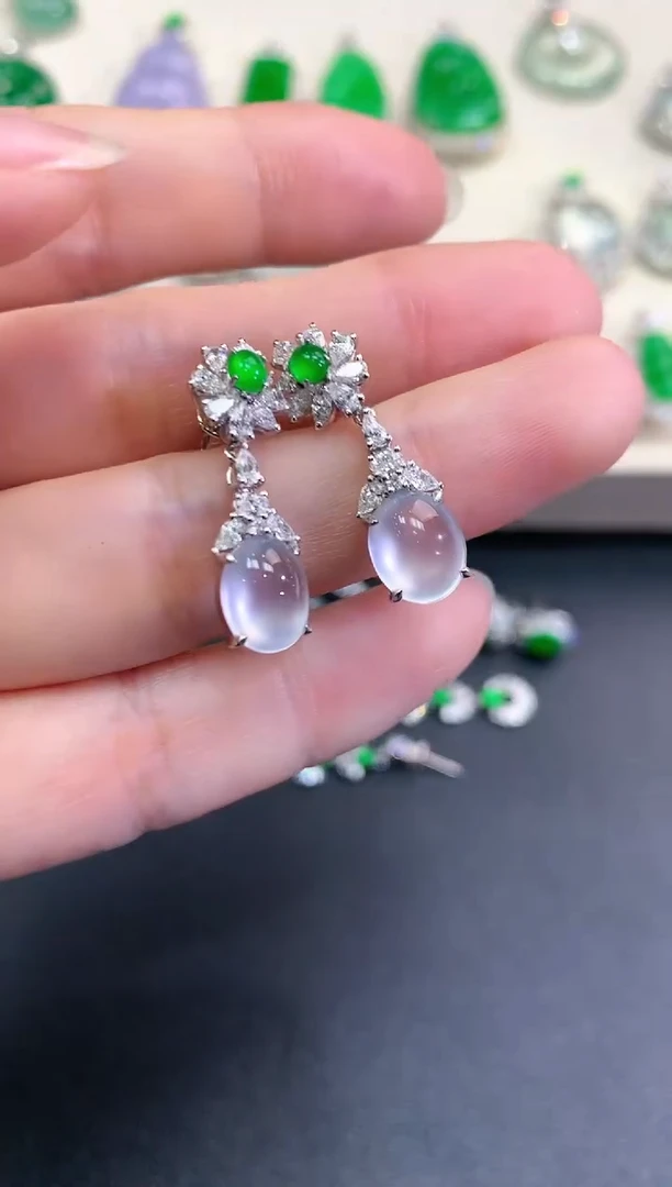 【闪购商品】翡翠耳饰18K金镶嵌D76