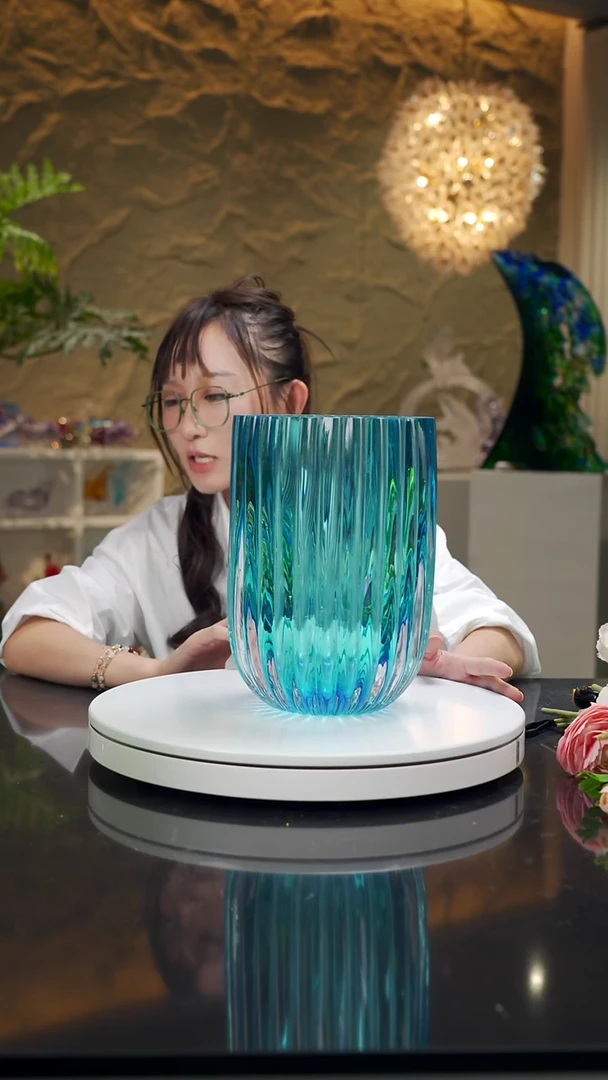 手工艺品琉璃宝石蓝设计款花器