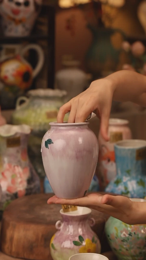 陶瓷472景德镇设计师手作花器摆件侘寂风