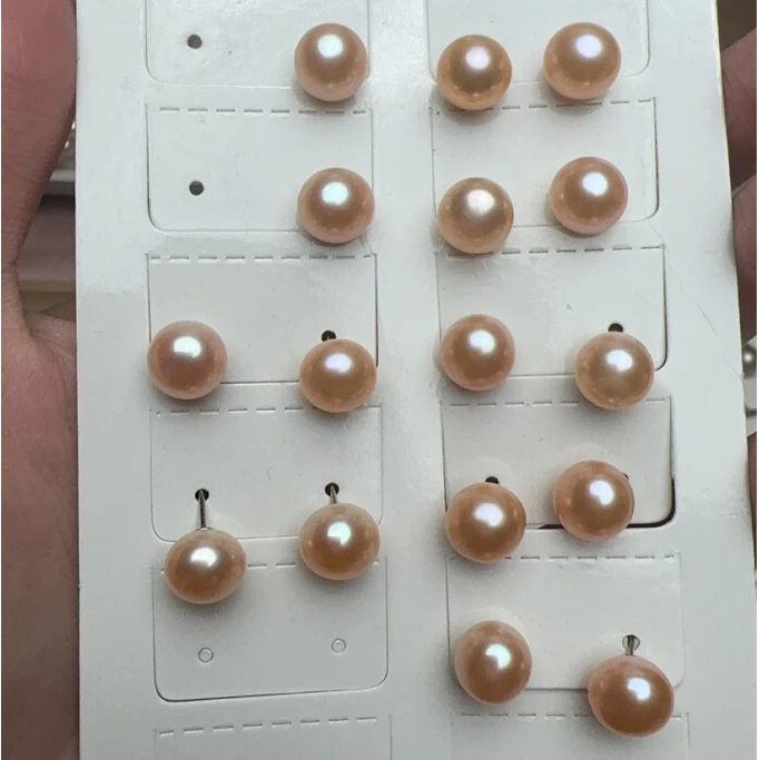 淡水珍珠耳钉馒头珠S925银针 8-9mm