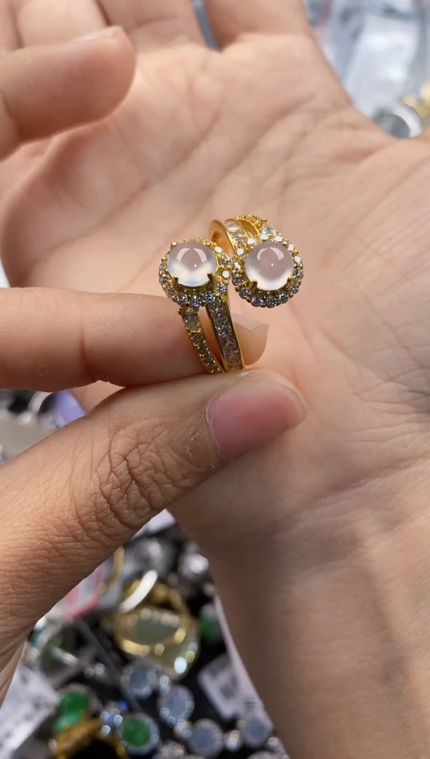 银S925镶嵌戒指翡翠666       6