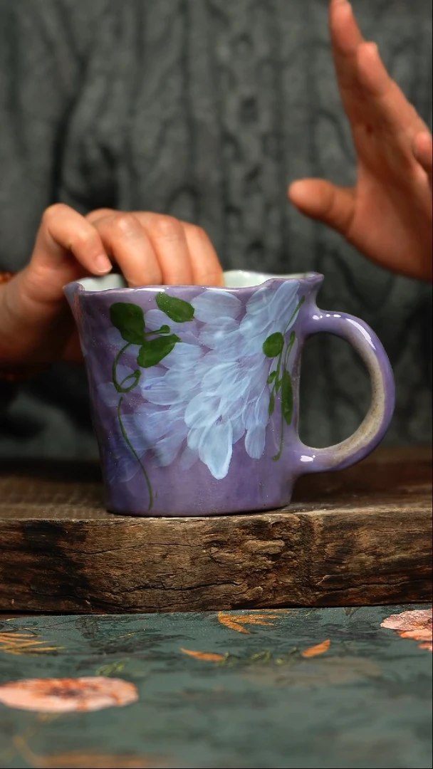 【闪购商品】杯杯釉下彩手工手绘同款陶器