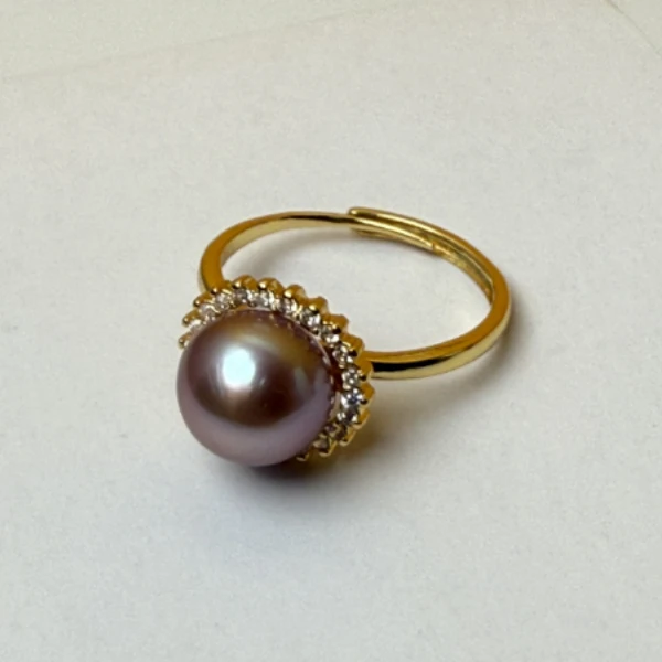 太阳花淡紫色珍珠戒指