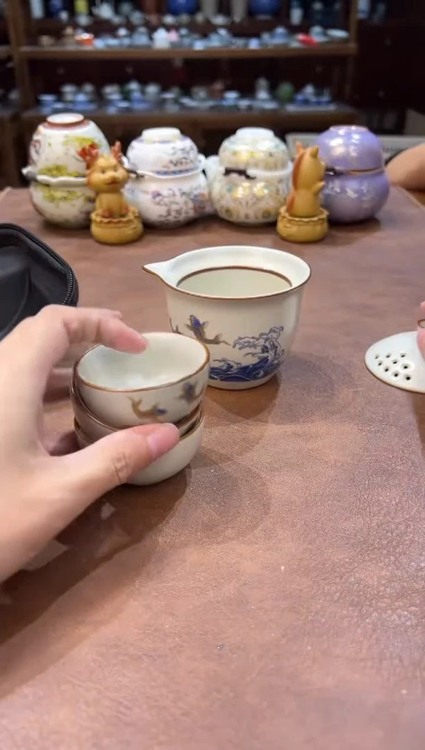 真的很便宜超好看会开片的旅行茶具