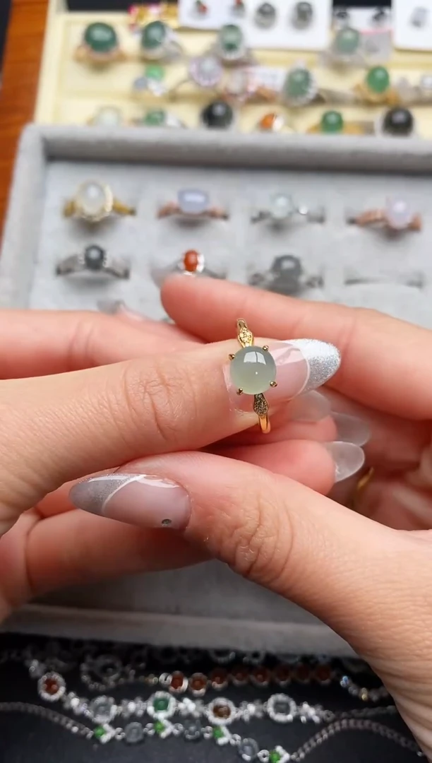 【闪购商品】翡翠戒指银S925镶嵌66666666+2