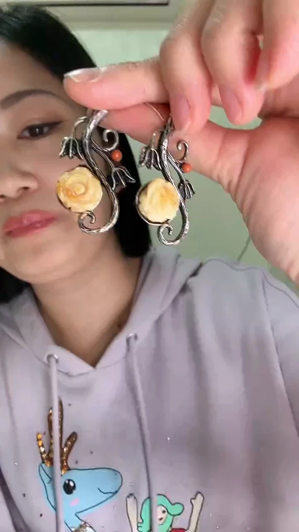 蜜蜡未镶嵌耳饰耳钩
