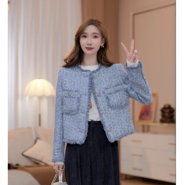 【新款上新】马克华菲女装长袖小香风短款圆领外套F53010A530 qq