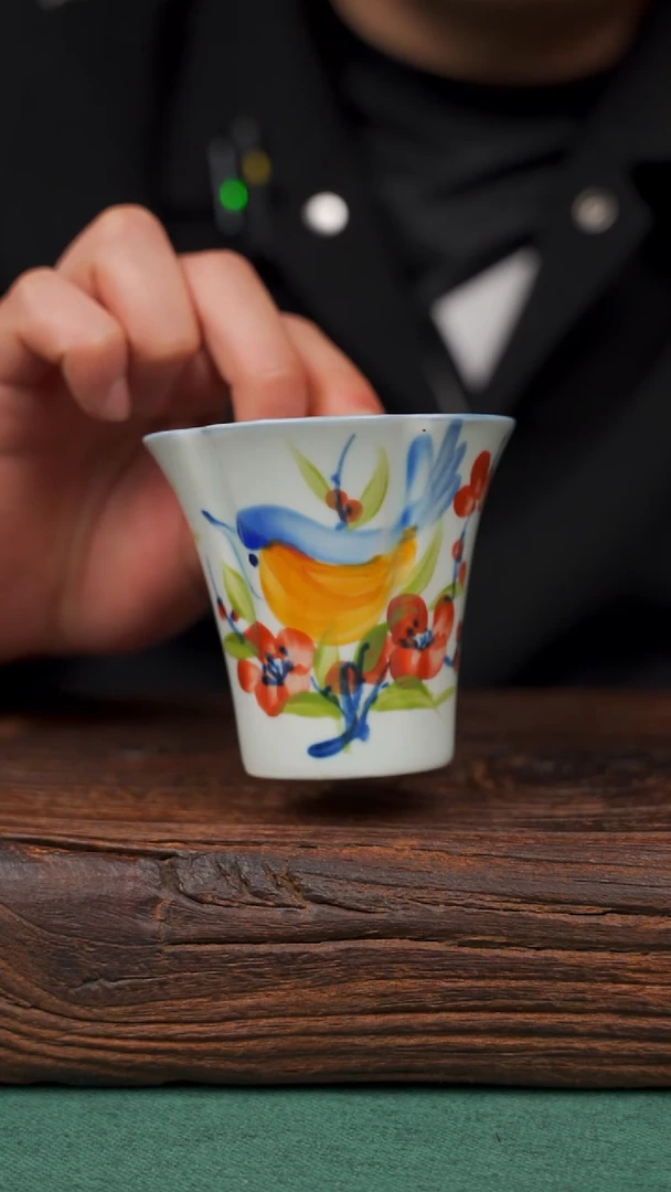 瓷片25寻一缕瓷香杯釉下手工手绘瓷器