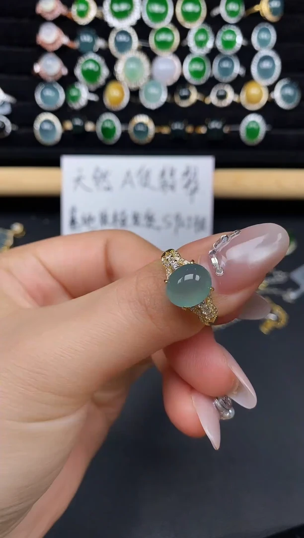 银S925镶嵌戒指翡翠34