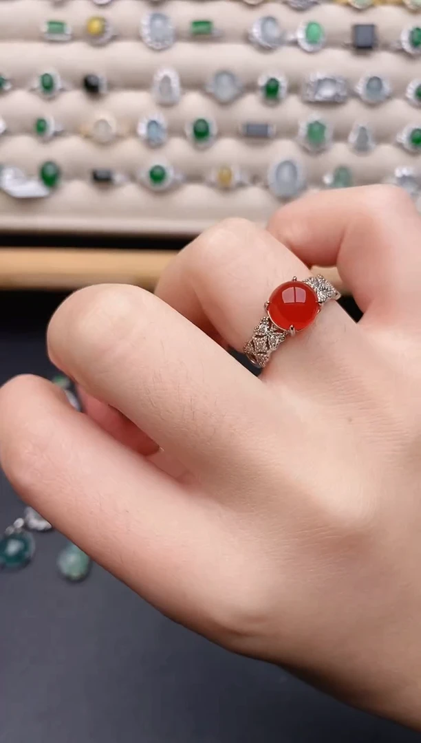 银S925镶嵌戒指玛瑙/玉髓0