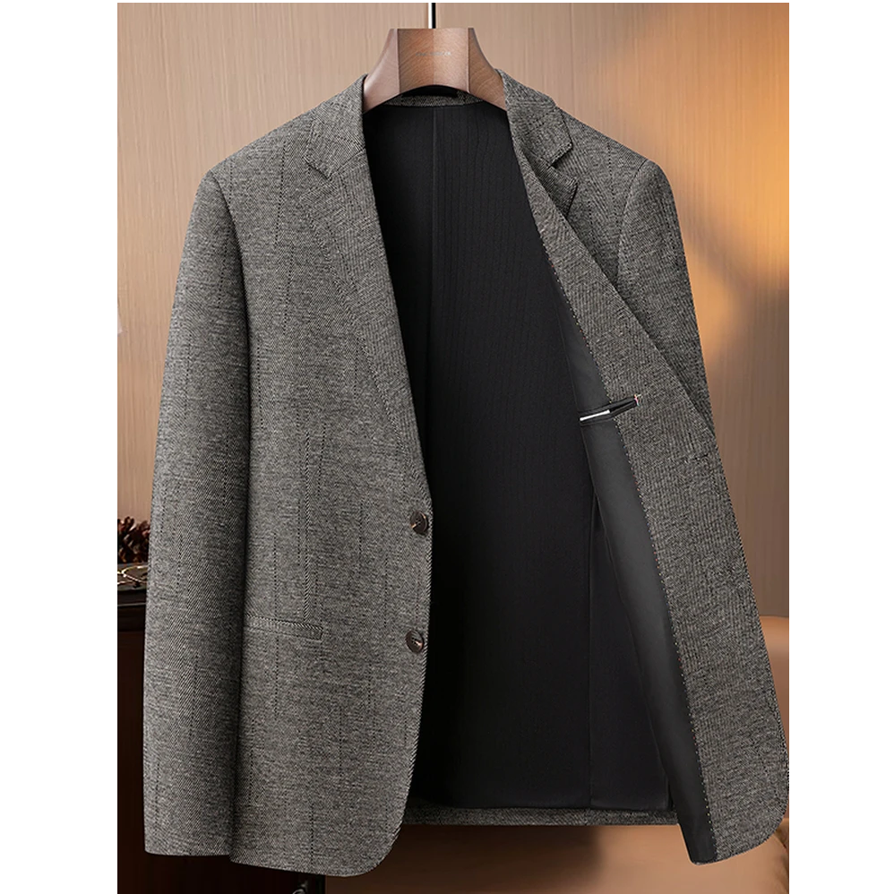 罗尔基那斯高端时尚西装外套男士春秋冬季商务休闲通勤羊毛西服