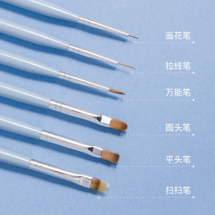 【希妹美甲】香草薄荷6支套笔平头/圆头/长拉线/短拉线/扫扫/万能笔