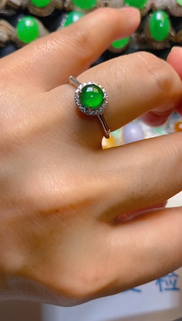 【闪购商品】翡翠耳饰银S925镶嵌天然A货翡翠1