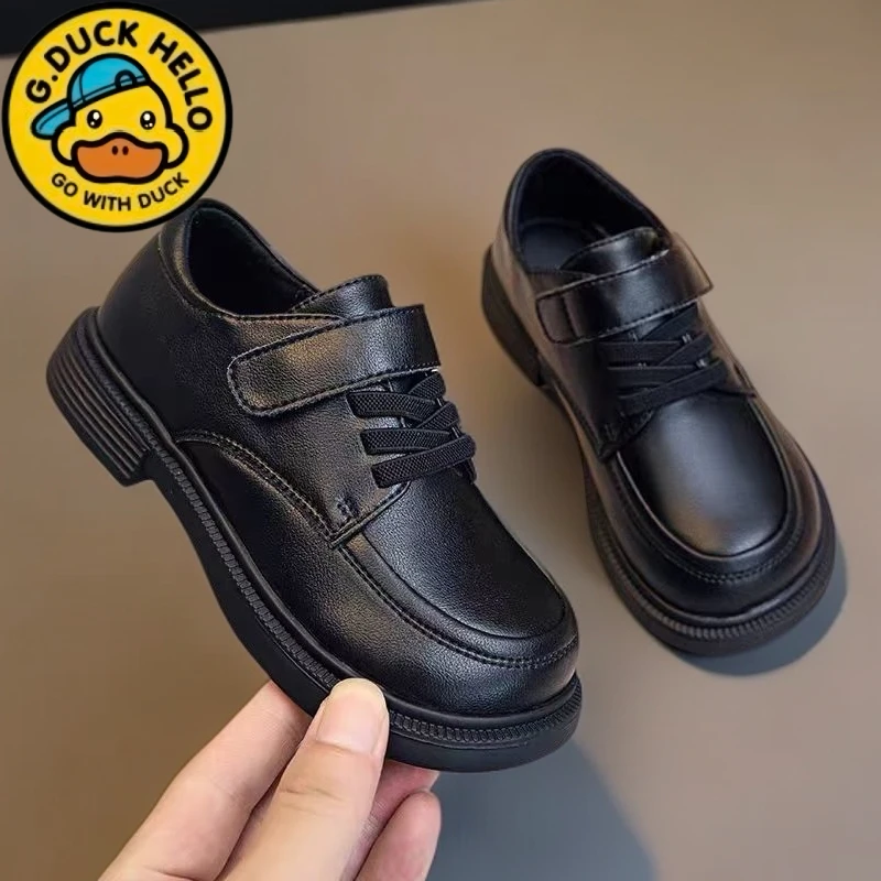 HAL.DUCK哈罗小黄鸭男童真皮软底防滑耐磨透气校园演出鞋