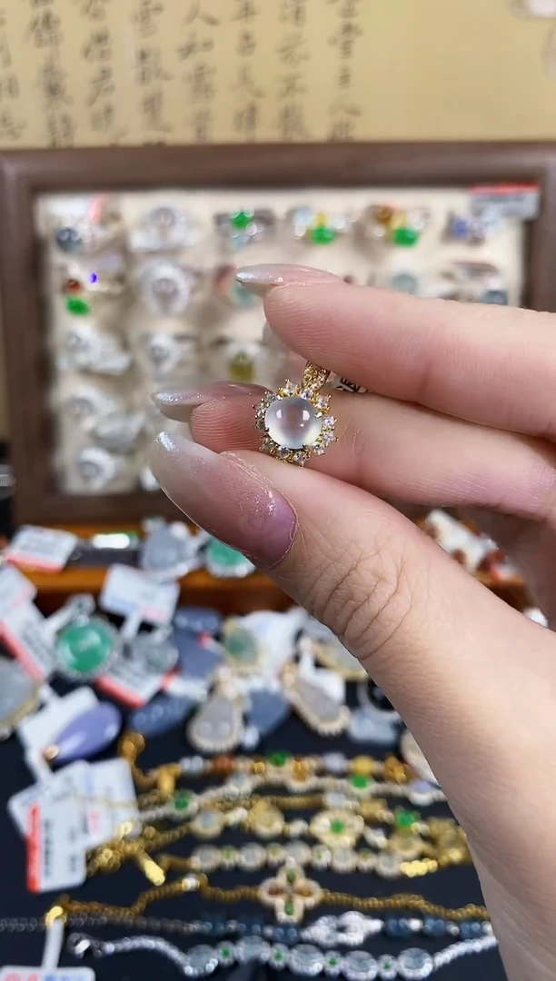 银S925镶嵌戒指翡翠稚**?天然A货翡翠