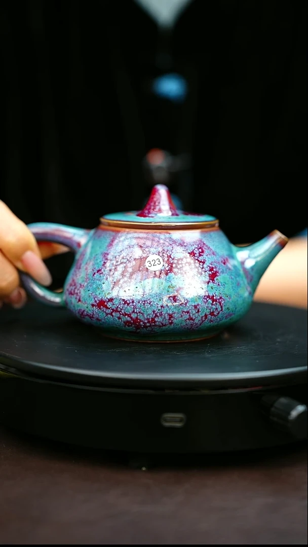 323#原矿钧瓷炉钧釉石瓢壶