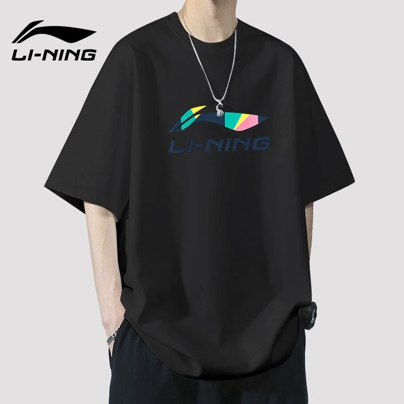 李宁短袖t恤男夏季青少年纯棉亲肤透气百搭潮流宽松休闲运动半袖