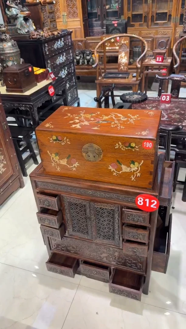 木木头款黄花梨50喜鹊翻盖箱658