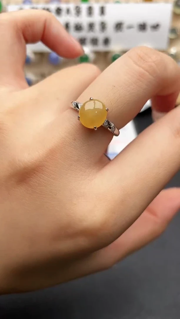 银S925镶嵌戒指翡翠一物一证一礼盒