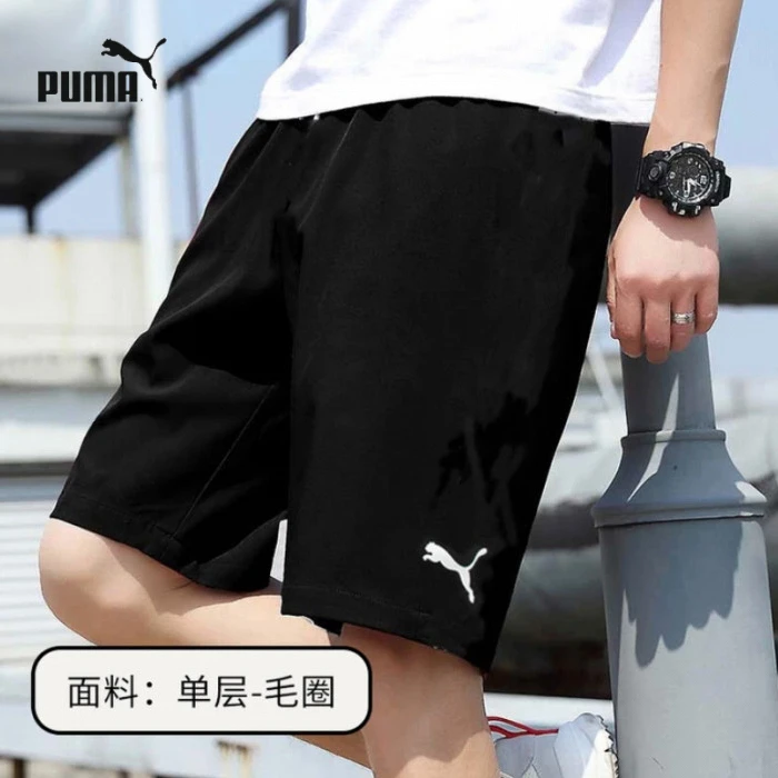 【冬日好物】彪马男装黑色短裤时尚跑步运动裤休闲宽松五分裤705752