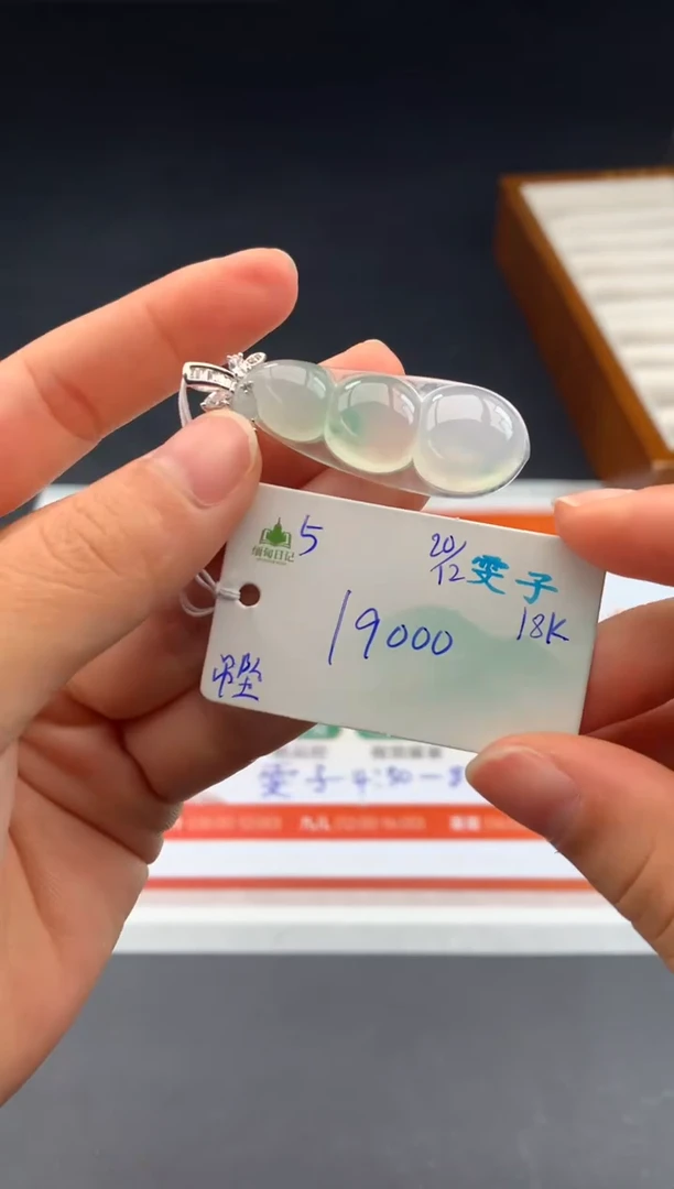 颈饰18K金镶嵌翡翠假一赔三