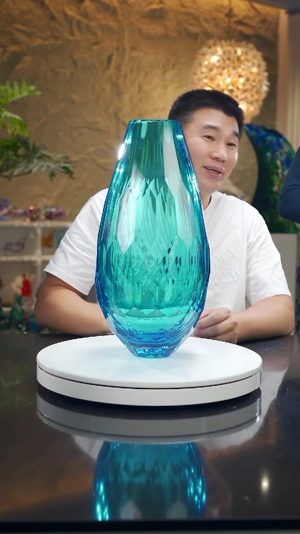 摆件小***活福利天空蓝切面花瓶8号