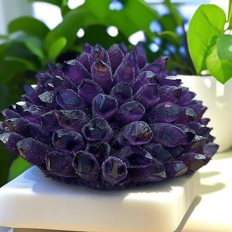 乌拉圭天然紫色水晶陶瓷大花瓣摆件水晶簇原石供佛开业乔迁水晶花