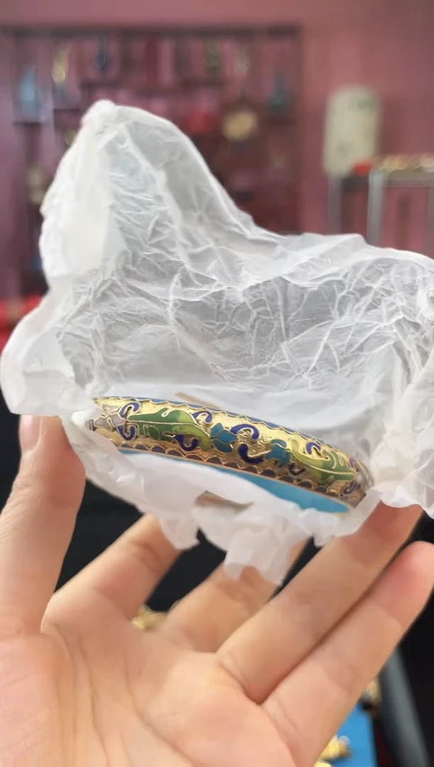 非遗 景泰蓝手镯 金地 65