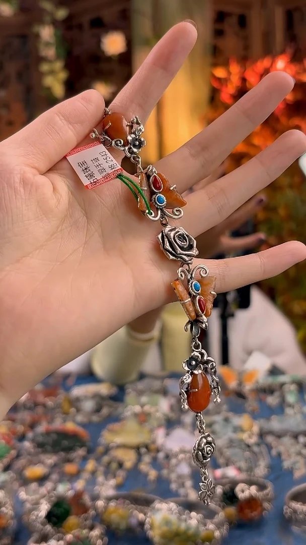 银S925镶嵌挂件翡翠手链